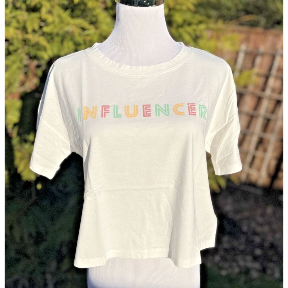 PROMESA Vintage Canvas White Graphic Influencer Tee S‎ M L Minimalist Y2K 90s